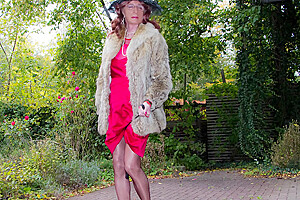 Transgender In Red Satin And Fur – Spanking Wanking Anal Stretching And Double Cumshot